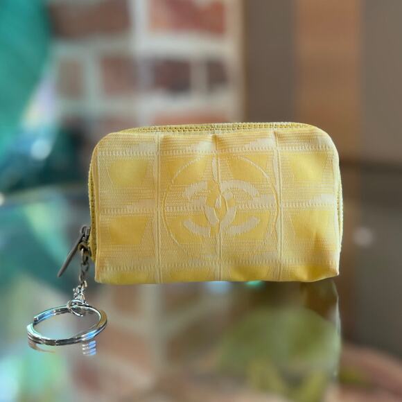 CHANEL Travel Line Yellow Nylon Key Pouch - Picture 1 of 8